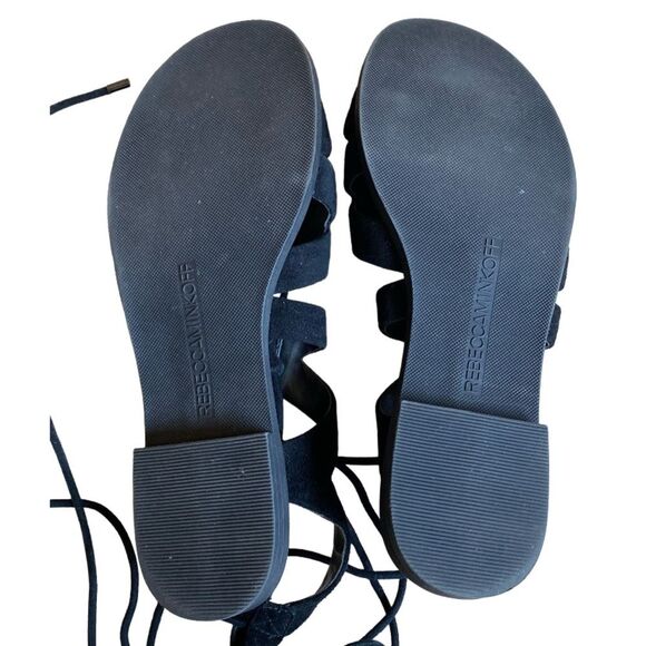 Rebecca Minkoff Women's Gladiator Lace Up Sandals 7 Black Suede Greyson Ghillie - Picture 14 of 16